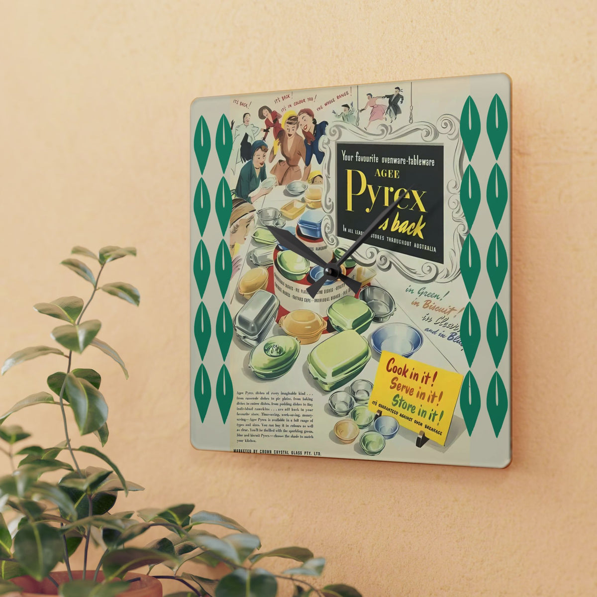 Vintage Pyrex Ad Kitchen Retro Mid Mod Wall Clock - Mid Century Modern Gal