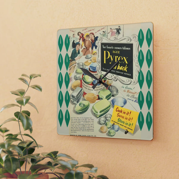 Vintage Pyrex Ad Kitchen Retro Mid Mod Wall Clock