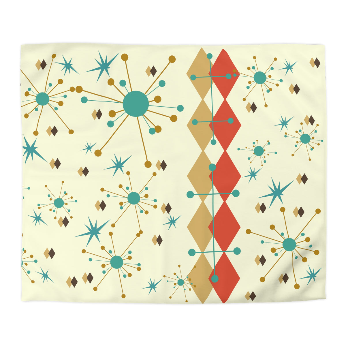 Mid Century Modern Bedding, Atomic Starburst, Sputnik, Franciscan Design, MID Mod Retro, Microfiber Duvet Cover - Mid Century Modern Gal
