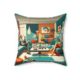 Mid Century Modern Couple, Cocktail Pillow, MCM Bar LR Office Pillow And Insert - Mid Century Modern Gal