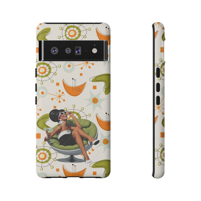 Mid Century Modern Atomic Starburst Mid Mod 60s Gal Retro Chic Tough Phone Case with Vintage Glamour Design