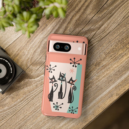 Atomic Cat Mid Mod Coral Aqua Blue Starburst Kitschy Fun Chic Samsung, Smart Phones Tough Cases