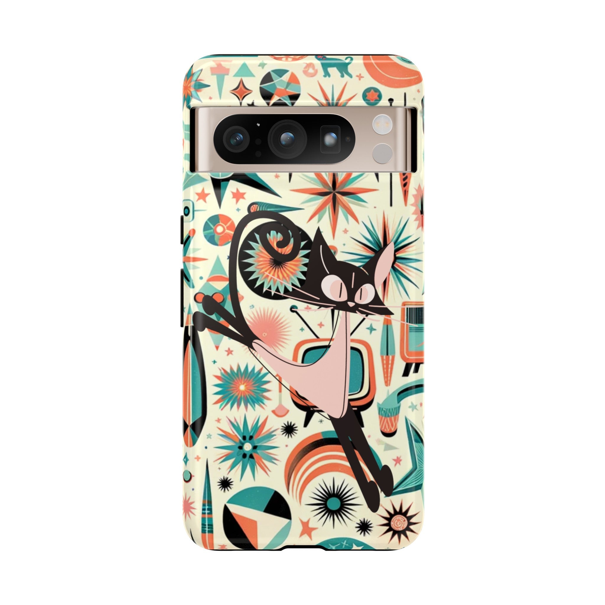 Atomic Kitty Boomerang Space Kitty Mid Century Modern Samsung, Smart Phone, Tough Cases