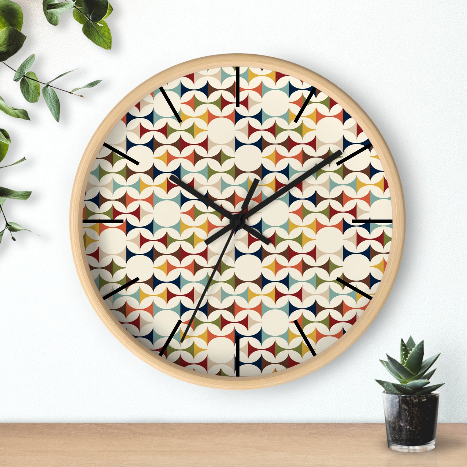Mid Century Modern Scandinavian Designed, Geometric Retro Colorful Retro Wall Clock - Mid Century Modern Gal