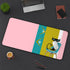 Atomic Cat Pink, Green, Teal Blue Retro Atomic Boomerang Desk Mat - Mid Century Modern Gal