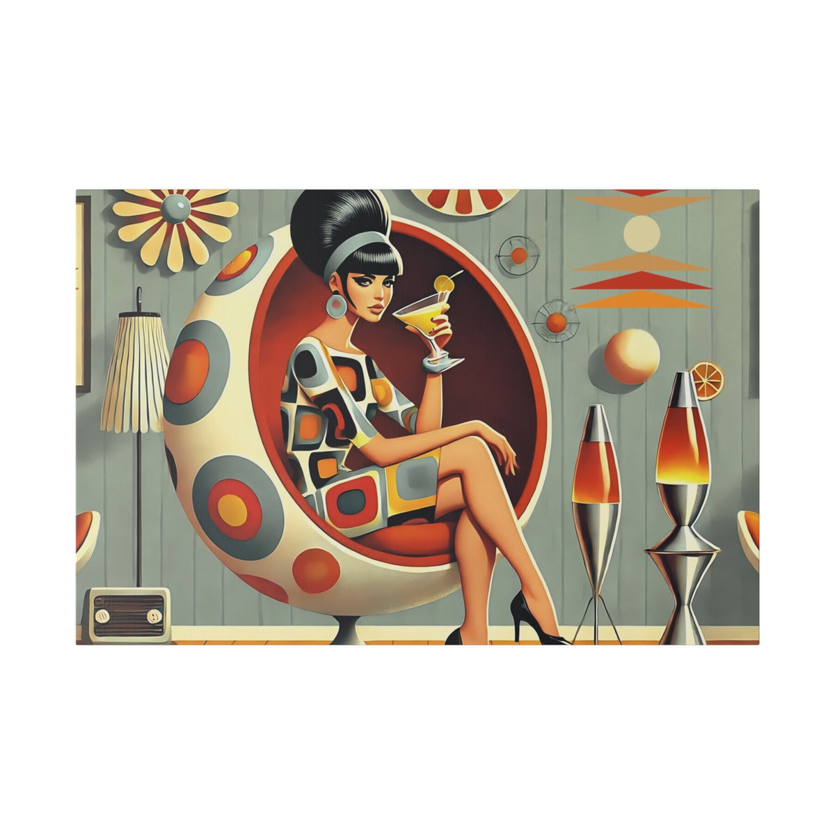 Retro Mod Gal, Atomic Age Kitschy 60s Groovy Wall Art - Mid Century Modern Gal