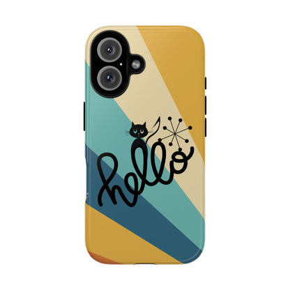 Atomic Groovy Cat, Retro, Kitschy, Hello Starburst, Mid Mod Smart Phone Tough Phone Cases