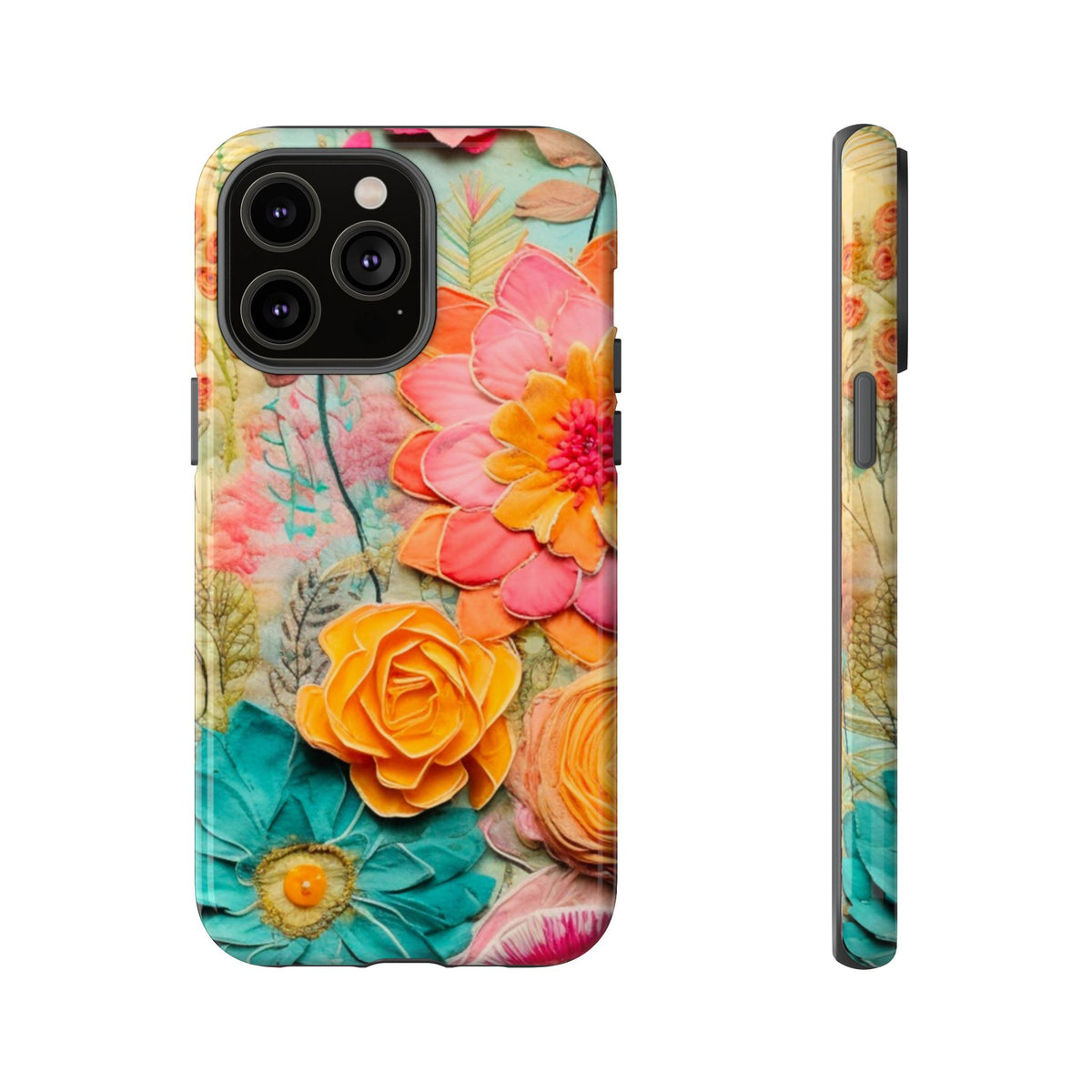 Boho Retro Floral Faux Pressed Flowers Smart Phone Tough Phone Cases