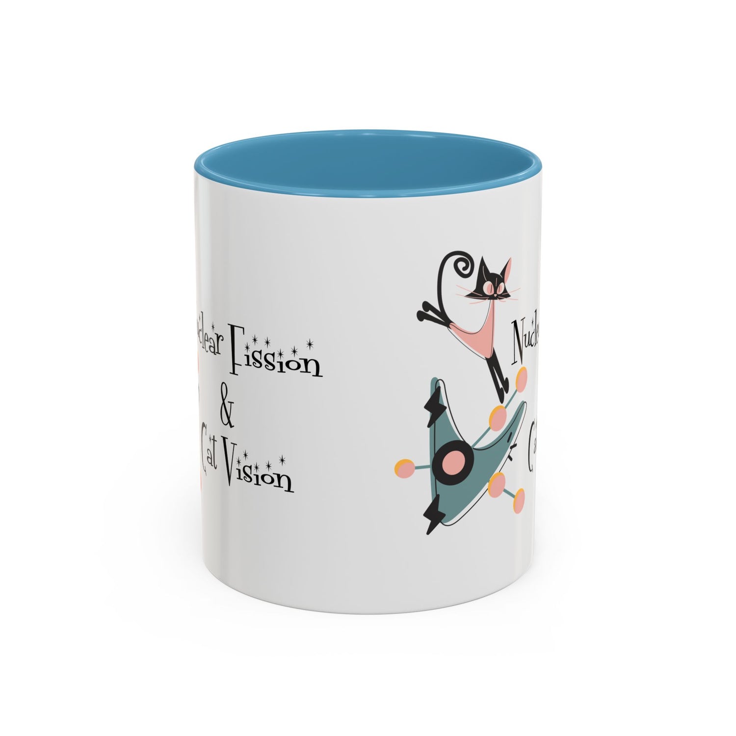 Atomic Cat Coffee Tea Mug, Mid Century Modern Boomerang, Space Age Atomic Drinkware For Cat And Coffee Lovers - Mid Century Modern Gal