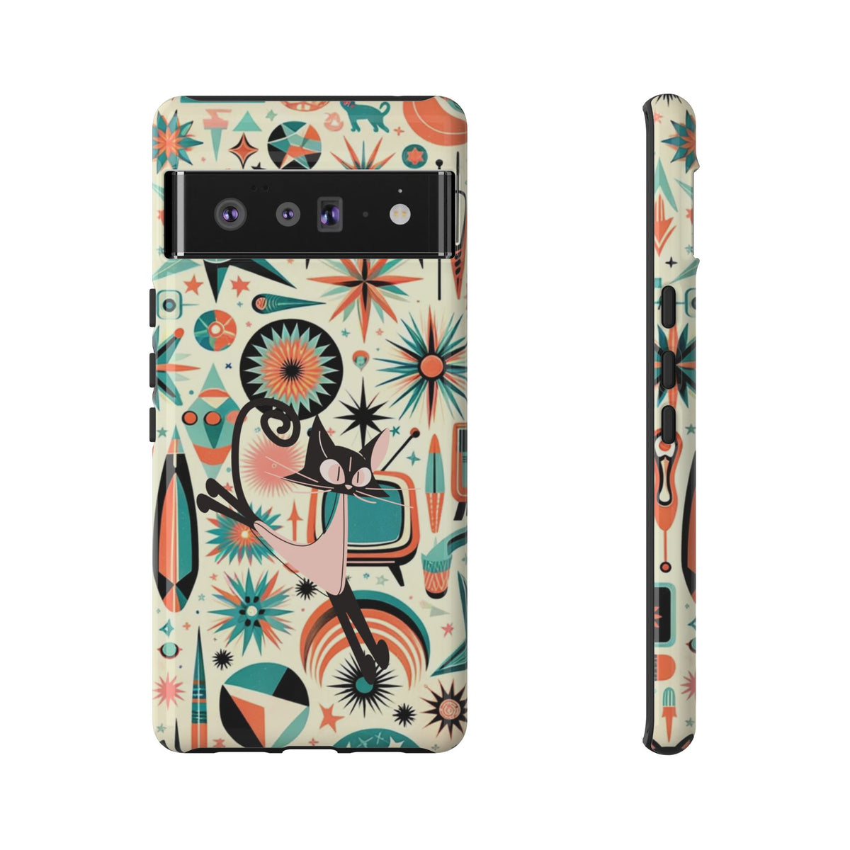 Atomic Kitty Boomerang Space Kitty Mid Century Modern Samsung, Smart Phone, Tough Cases