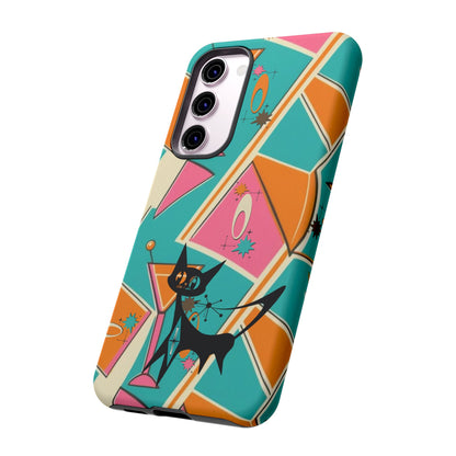 Atomic Cat Mid Mod Retro Cat Phone Case - Tough Cases for Stylish Cat Lovers