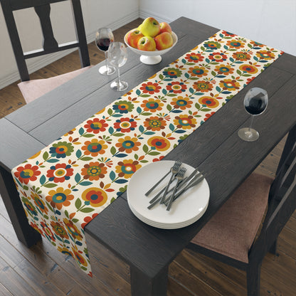 Mid Century Modern Scandinavian Floral Earth Tones Table Runner - Mid Century Modern Gal
