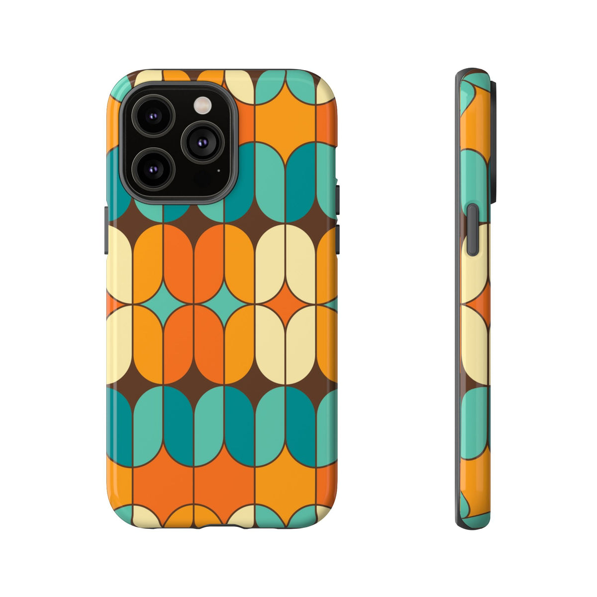 Mid Century Modern Orange, Teal Geometric Mod Designed Tough Phone Case