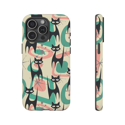 Atomic Cat Mid Century Modern Starburst Retro Kitsch Tough Phone Case