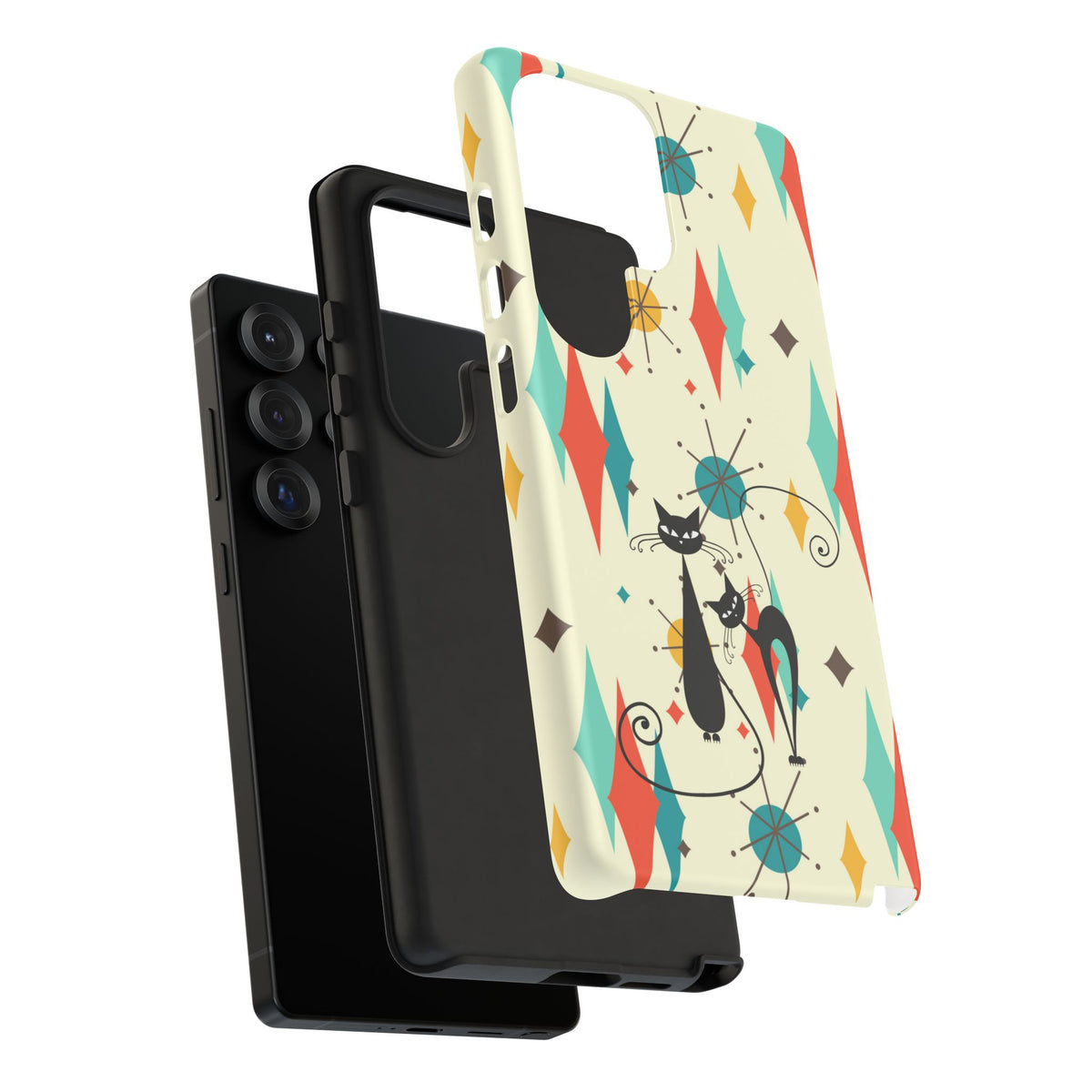 Atomic Kitty Cat, Mid Mod Franciscan Pattern, Kitsch Tough Phone Cases