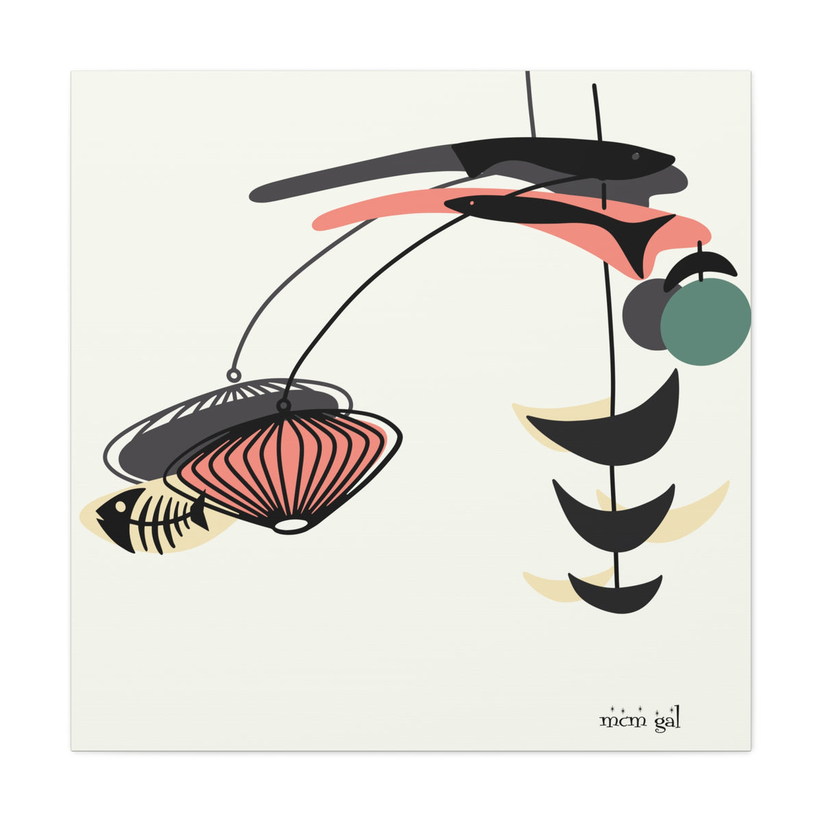 Mid Century Modern Fish Art, Modern Abstract Wall Art Canvas - Mid Century Modern Gal