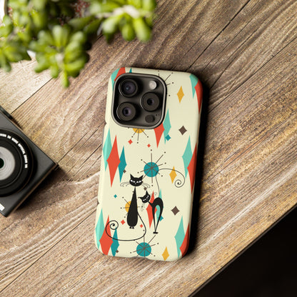 Atomic Kitty Cat, Mid Mod Franciscan Pattern, Kitsch Tough Phone Cases