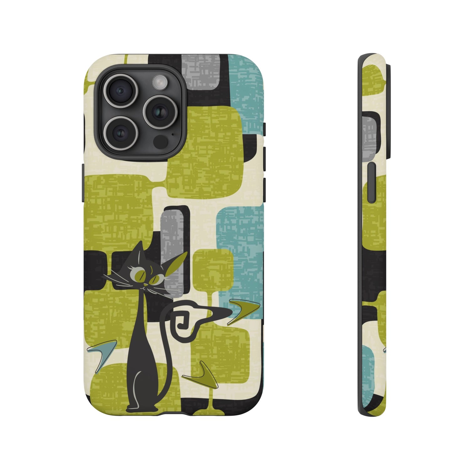 Mid Century Modern Geometric Kitschy Cat, Boomerang Retro Smart Phone Tough Cases