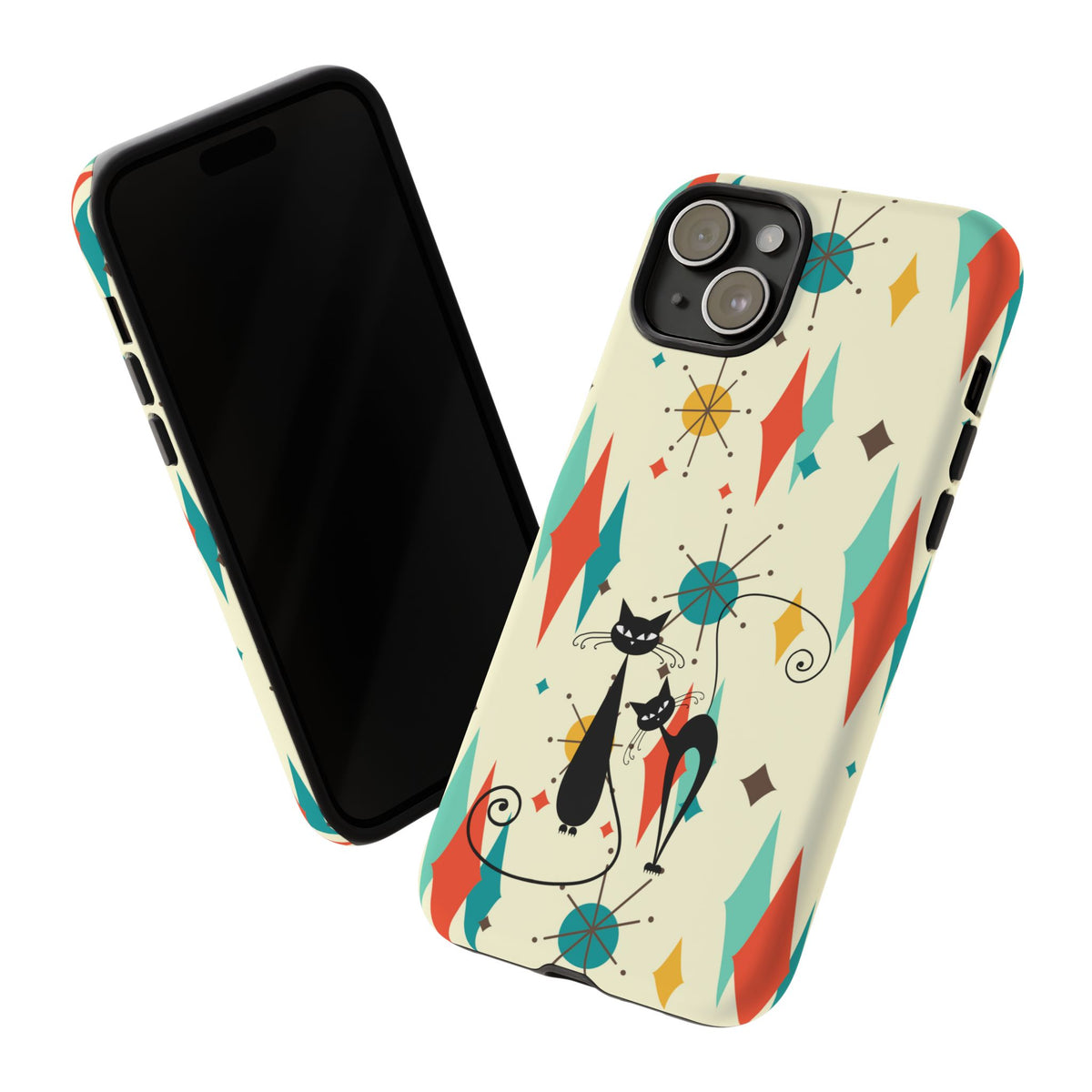 Atomic Kitty Cat, Mid Mod Franciscan Pattern, Kitsch Tough Phone Cases
