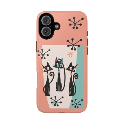 Atomic Cat Mid Mod Coral Aqua Blue Starburst Kitschy Fun Chic Samsung, Smart Phones Tough Cases