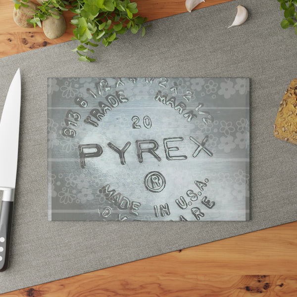 Vintage Pyrex Floral Crazy Daisy Glass Cutting Board - Retro Kitchen Decor