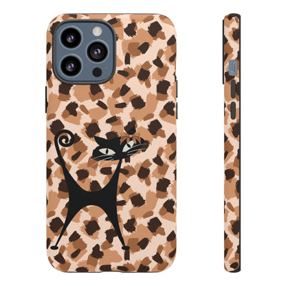 Mid Century Modern Atomic Cat, Animal Print Kitschy Trendy Smart Phone Tough Cases