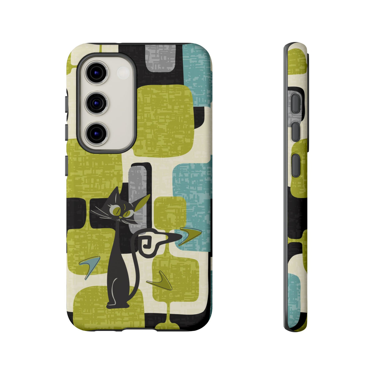 Mid Century Modern Geometric Kitschy Cat, Boomerang Retro Smart Phone Tough Cases - Mid Century Modern Gal