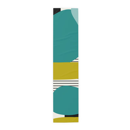 Mid Century Modern Retro MCM Design Abstract Table Runner Turquoise, Green, White, Black MCM Mid Modern Table Runner - Mid Century Modern Gal