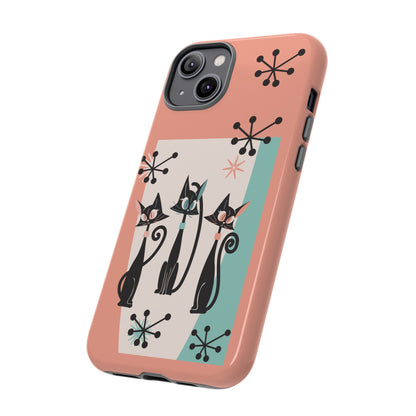 Atomic Cat Mid Mod Coral Aqua Blue Starburst Kitschy Fun Chic Samsung, Smart Phones Tough Cases