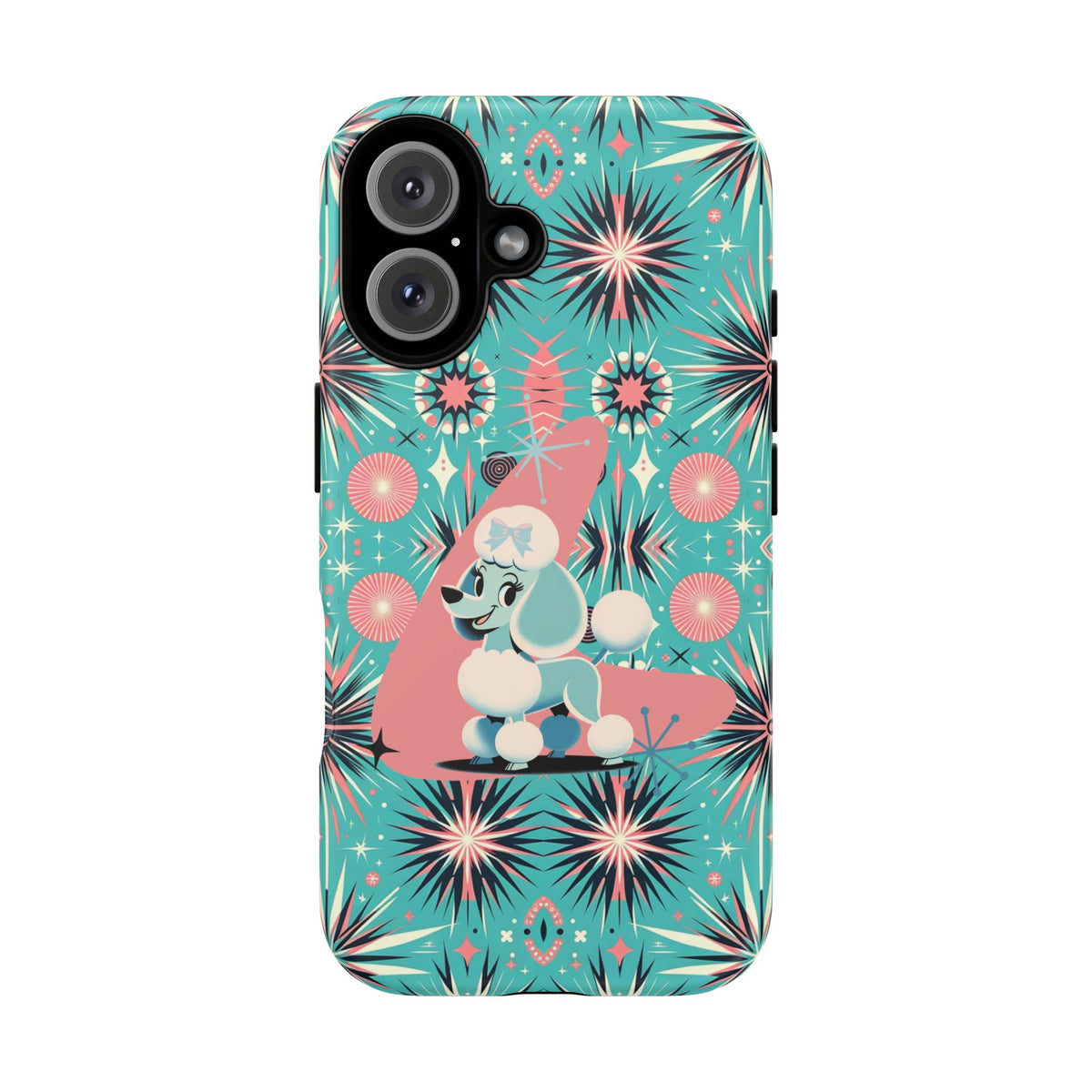 1950s Mid Century Modern Atomic Pink, Poodle Retro Smart Phone Tough Cases