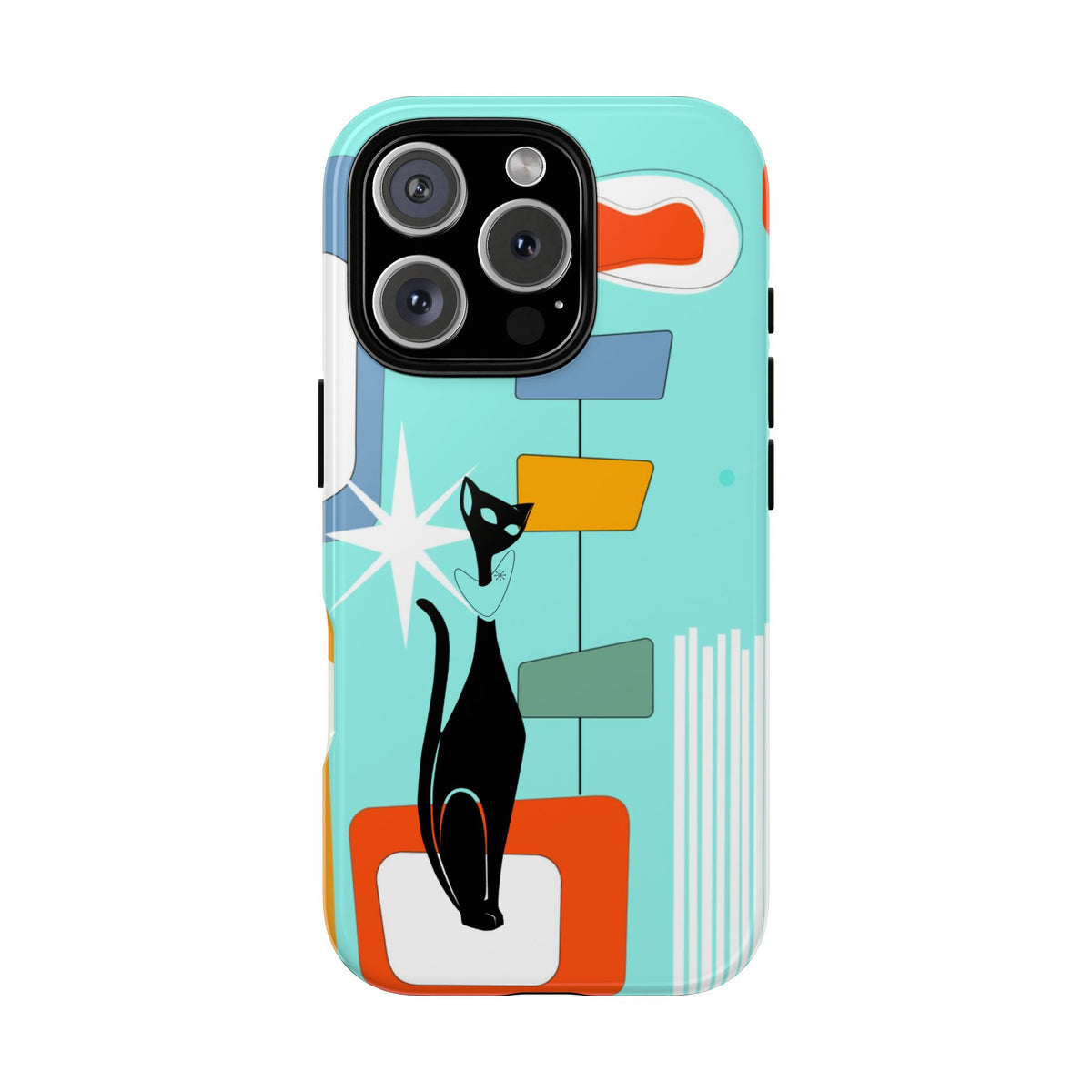 Atomic Cat, Mid Mod Aqua Blue, Geometric, Samsung, Google Pixel, Apple iPhone Tough Cases