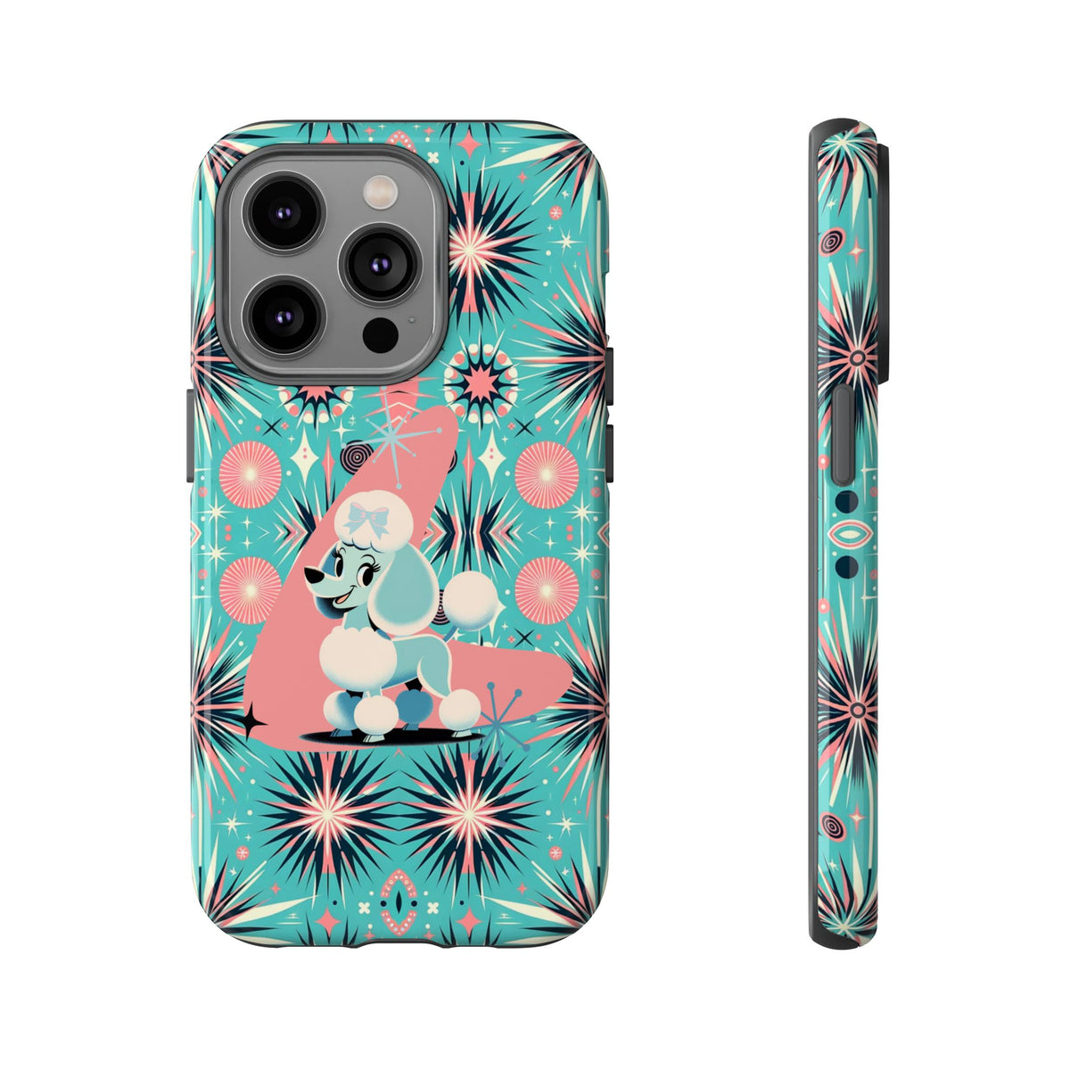 1950s Mid Century Modern Atomic Pink, Poodle Retro Smart Phone Tough Cases - Mid Century Modern Gal