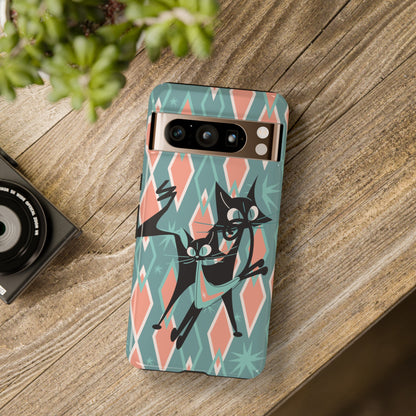 Mid Mod Atomic Cat Kitschy Retro Chic Samsung, Smart Phone Tough Cases