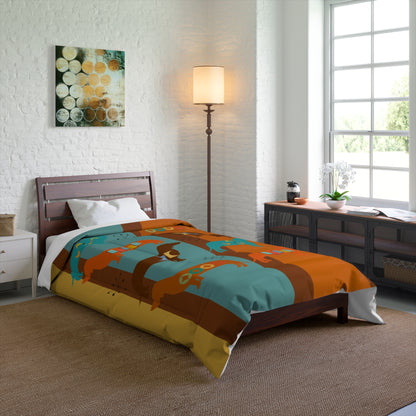 Dachshund Doxie Dog Mid Century Modern Retro Lightweight Comforter - Mid Century Modern Gal