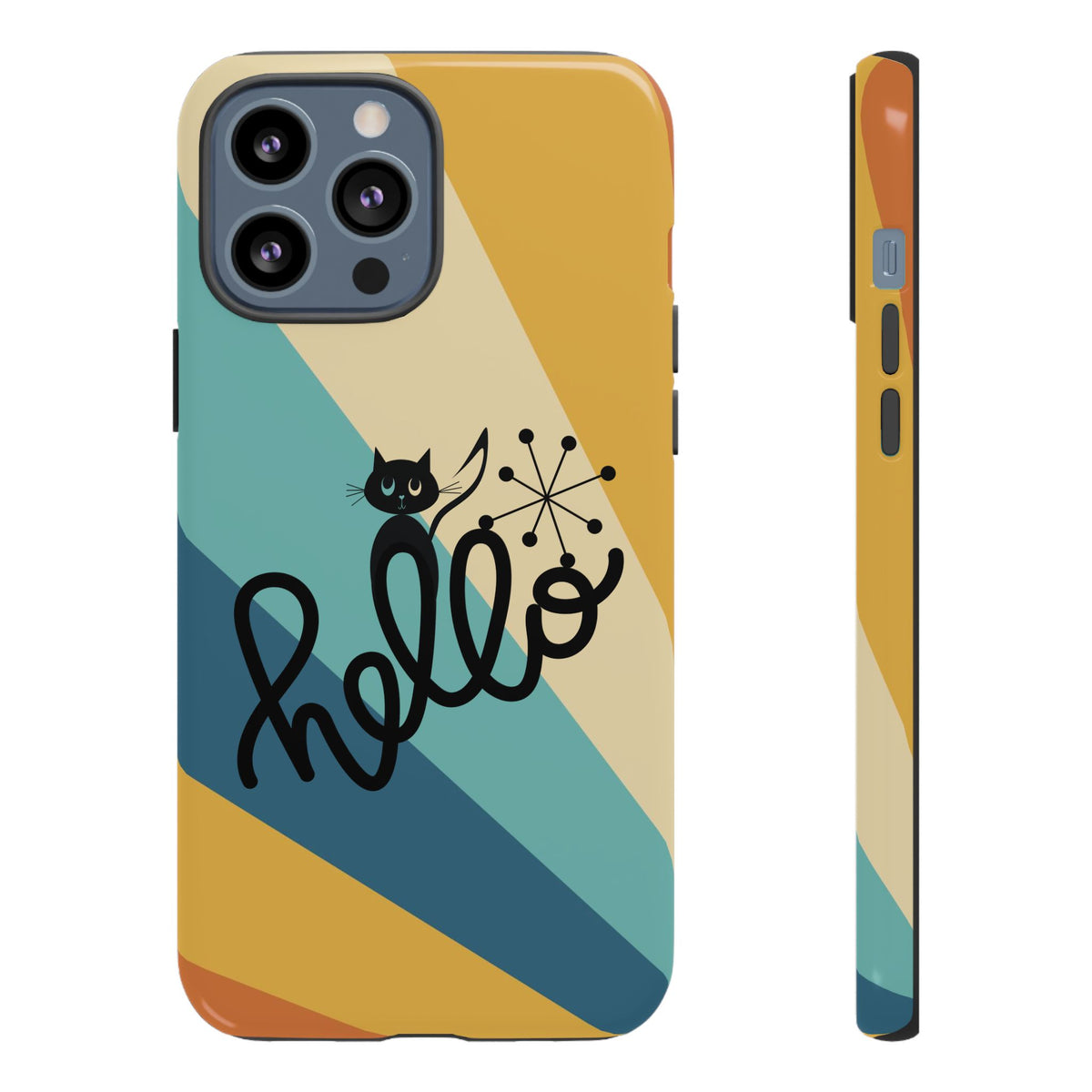 Atomic Groovy Cat, Retro, Kitschy, Hello Starburst, Mid Mod Smart Phone Tough Phone Cases - Mid Century Modern Gal