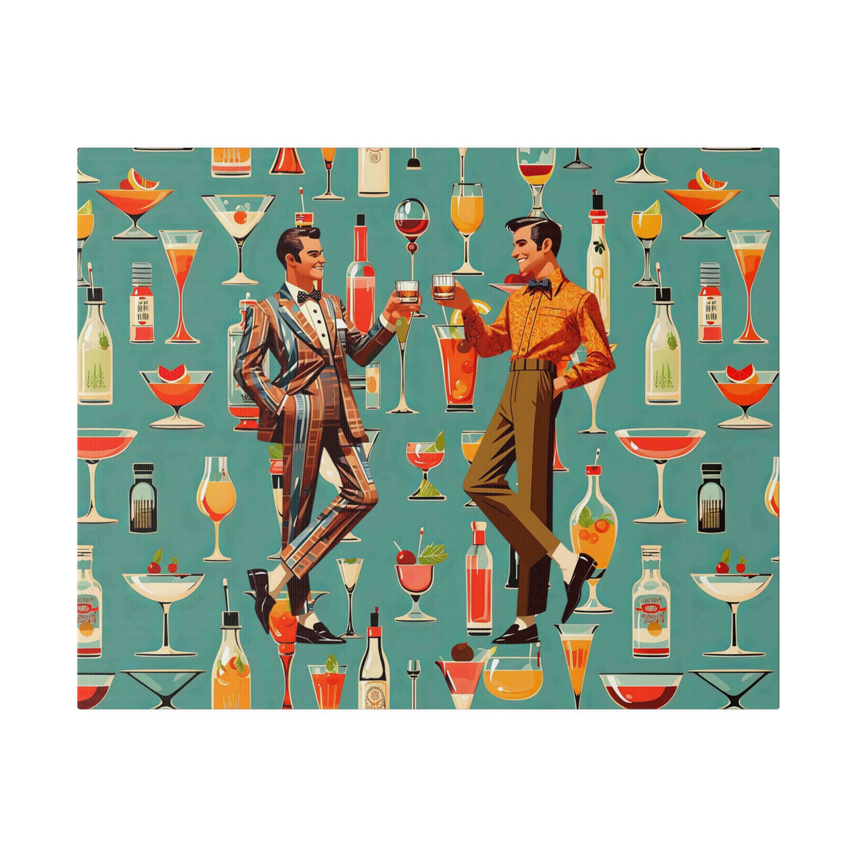 Atomic 50s Cocktail Art, Mid Century Modern Dapper Dudes, LGBTQ Unique Gifts, MCM Bar Art - Mid Century Modern Gal
