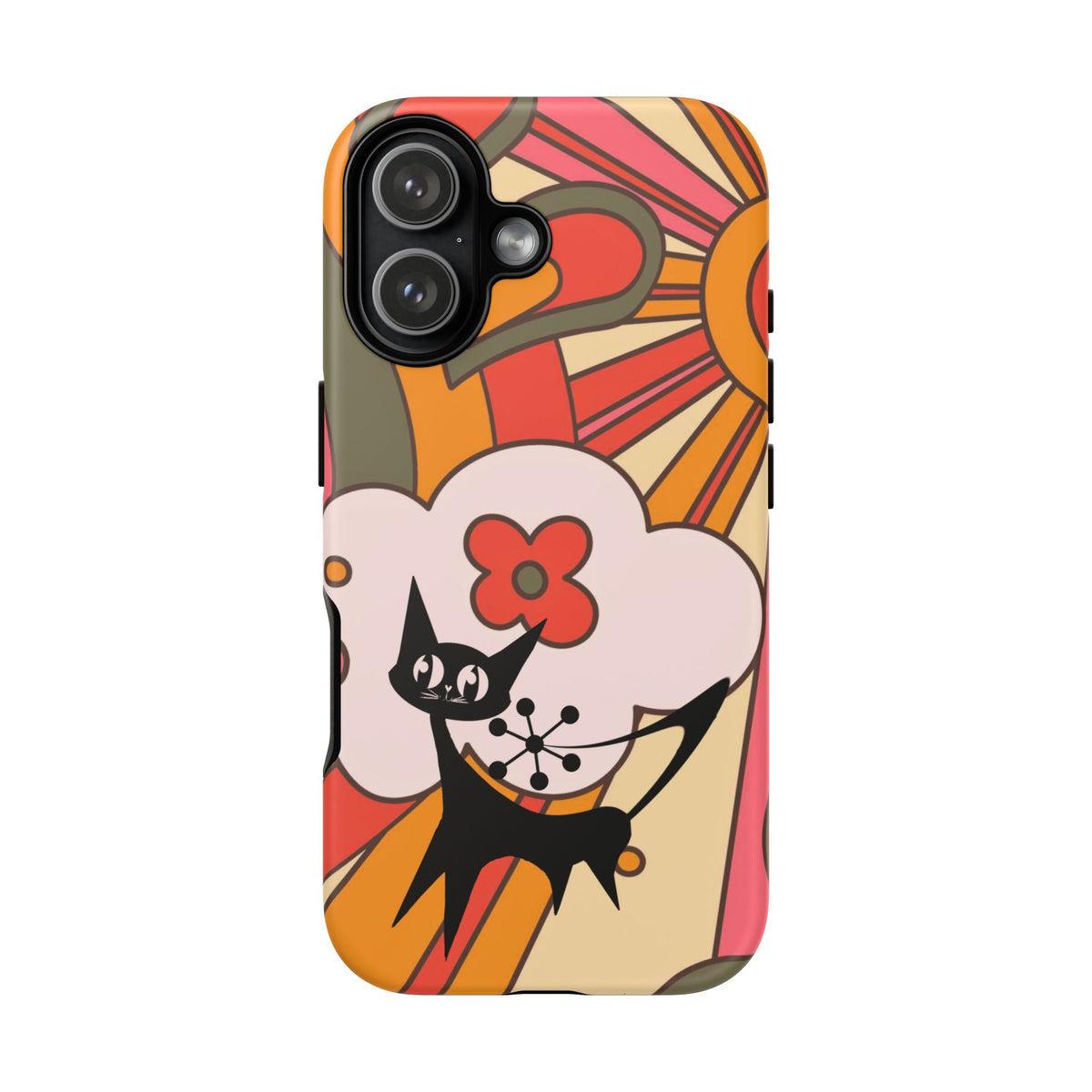 Atomic Cat, Retro Sunburst, Groovy Mod Smart Phone Tough Phone Cases