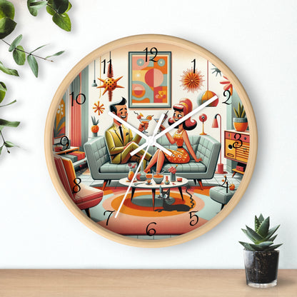 Mid Century Modern Kitschy Quirky Mod Couple, Fun Retro Wall Clock