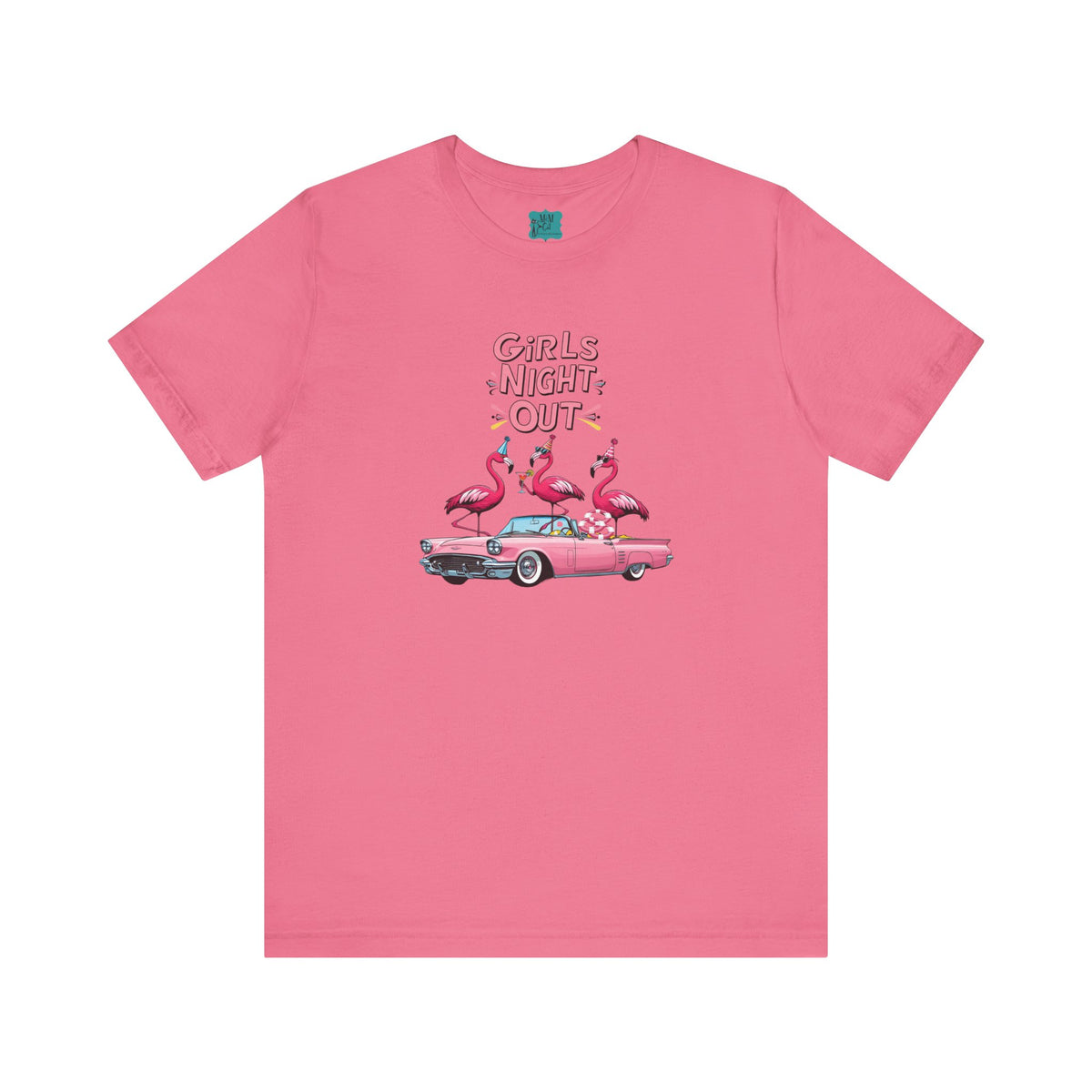 Girls Night Out Retro Fun Party Flamingo Tee - Mid Century Modern Gal