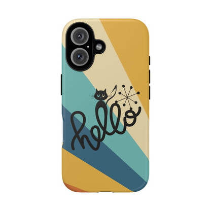 Atomic Groovy Cat, Retro, Kitschy, Hello Starburst, Mid Mod Smart Phone Tough Phone Cases