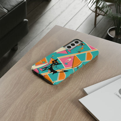 Atomic Cat Mid Mod Retro Cat Phone Case - Tough Cases for Stylish Cat Lovers