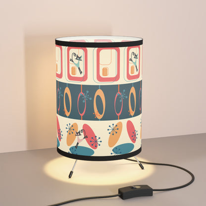 Mid Century Modern Atomic Kitty Tripod Lamp Kitschy Side Table, Livingroom, Camper, Table Lamp