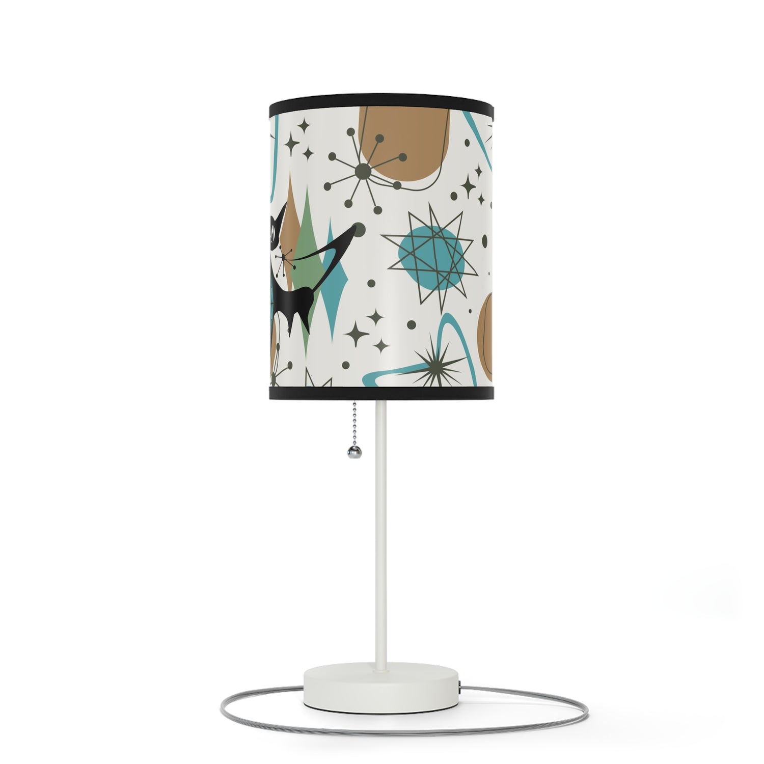 Mid Century Modern Table Lamp, Atomic Kitschy Cats, Starbursts Boomerang Themed Table Lamp - Mid Century Modern Gal