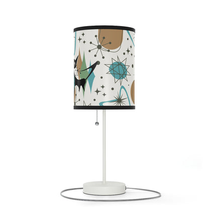 Mid Century Modern Table Lamp, Atomic Kitschy Cats, Starbursts Boomerang Themed Table Lamp - Mid Century Modern Gal
