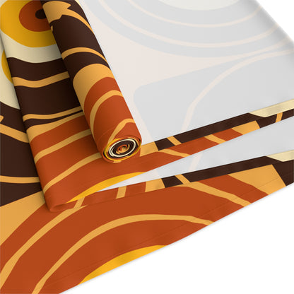 Groovy Retro Record Players, Brown Orange Yellow, Table Runner - Mid Century Modern Gal