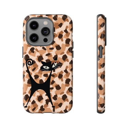 Mid Century Modern Atomic Cat, Animal Print Kitschy Trendy Smart Phone Tough Cases