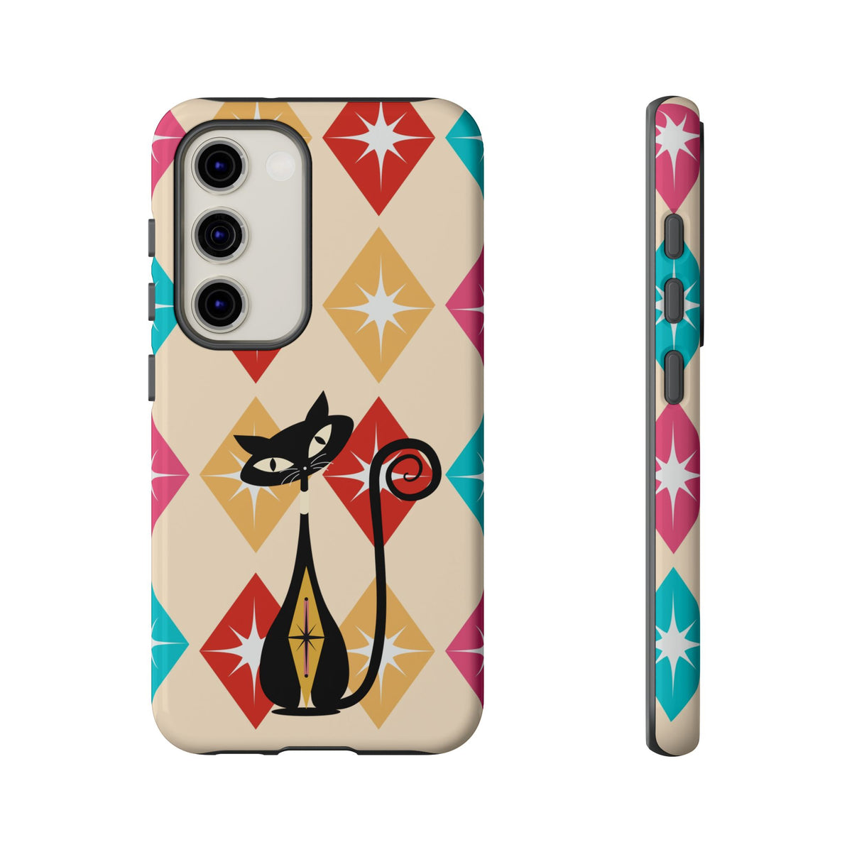 Mid Century Modern Atomic Cat, Atomic 50s Diamonds Retro Phone Tough Cases