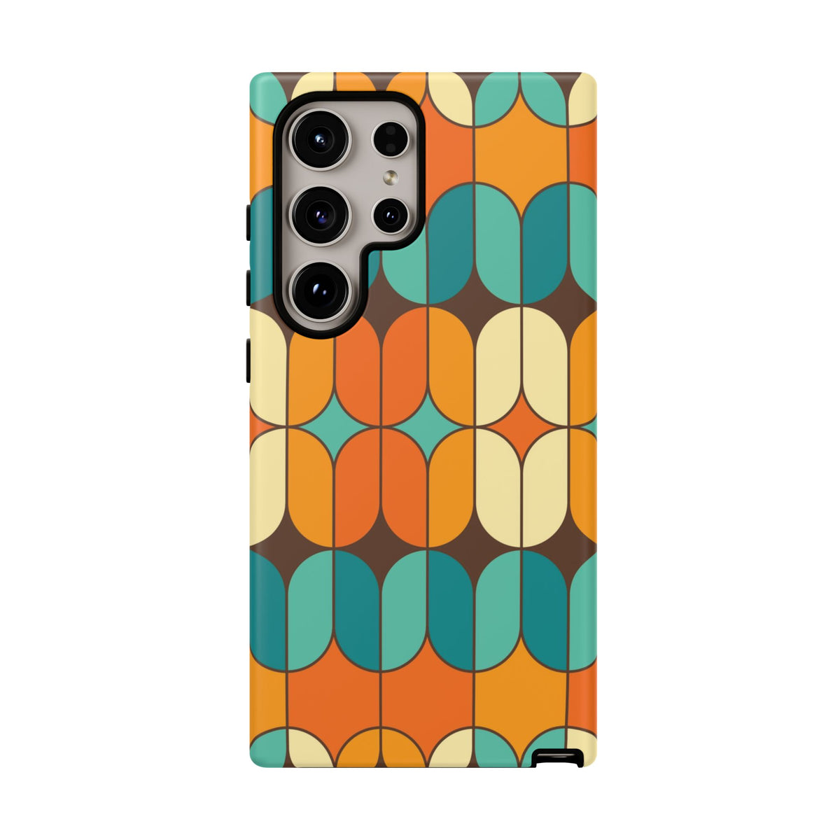 Mid Century Modern Orange, Teal Geometric Mod Designed Tough Phone Case
