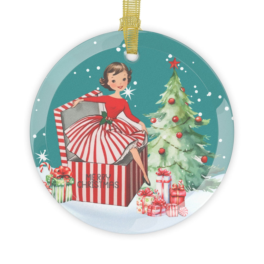 Mid Century Modern Christmas Ornament, Vintage Gal  Merry Christmas Holiday Decor - Mid Century Modern Gal