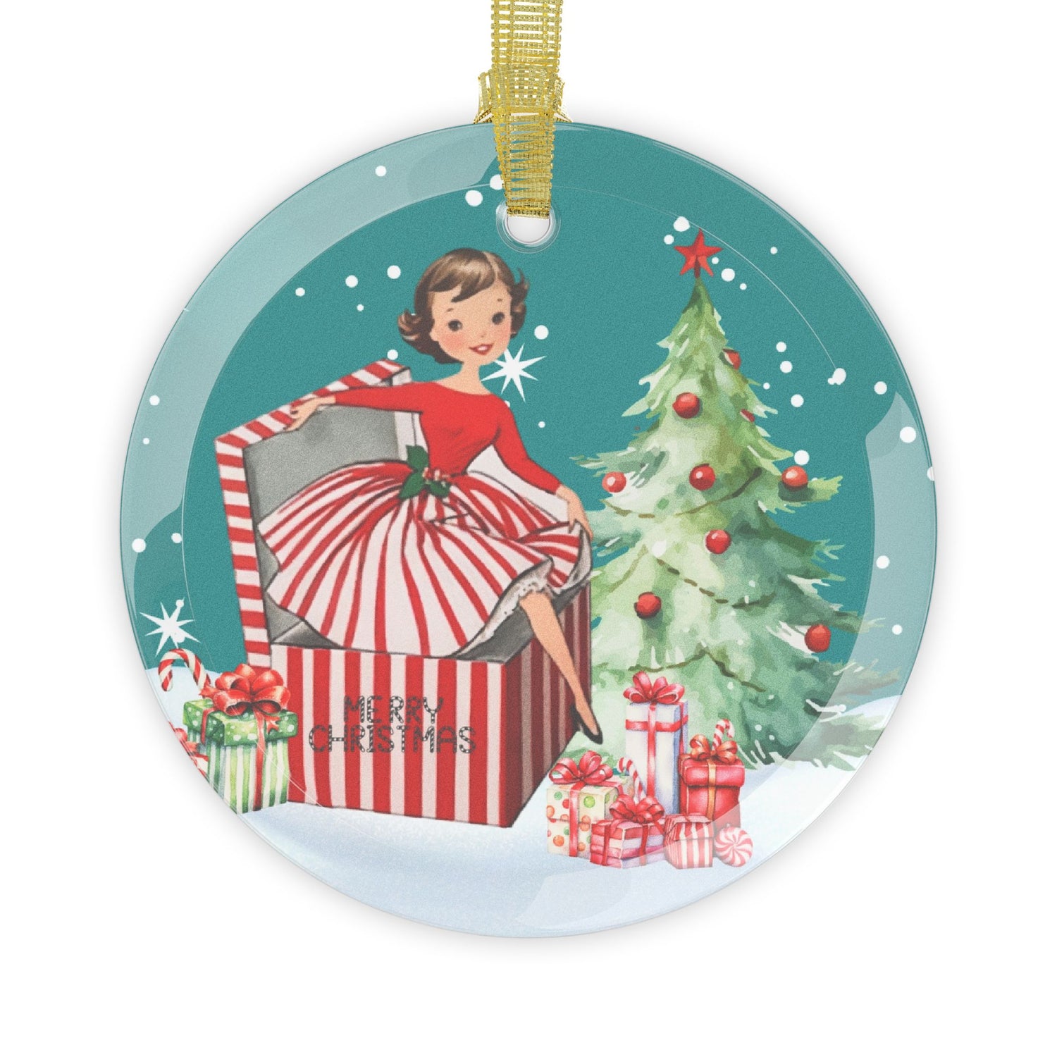 Mid Century Modern Christmas Ornament, Vintage Gal  Merry Christmas Holiday Decor - Mid Century Modern Gal